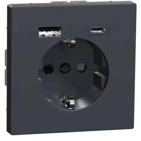 Merten Schuko Steckdose mit USB Ladegerät Anthrazit, System Design MEG2367-6034