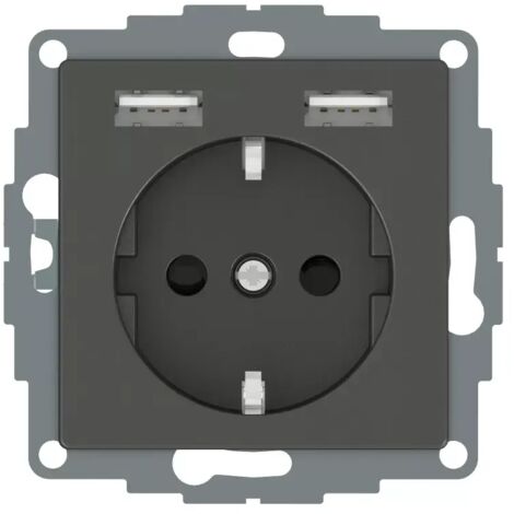 Merten Schuko Steckdose mit USB Ladegerät Anthrazit System M MEG2366-0414
