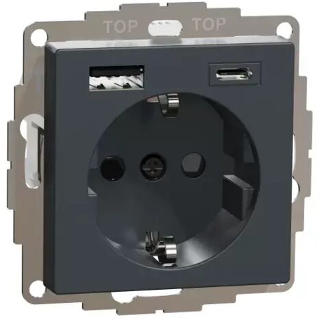 Merten Schuko Steckdose mit USB Ladegerät Anthrazit System M MEG2367-0414