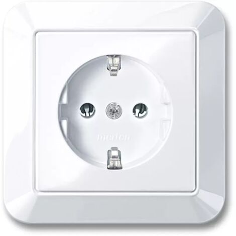 Merten SCHUKO-Steckdose mit voller Abdeckplatte, Steckklemmen, aktivweiß glänzend, 1-M MEG2301-1025