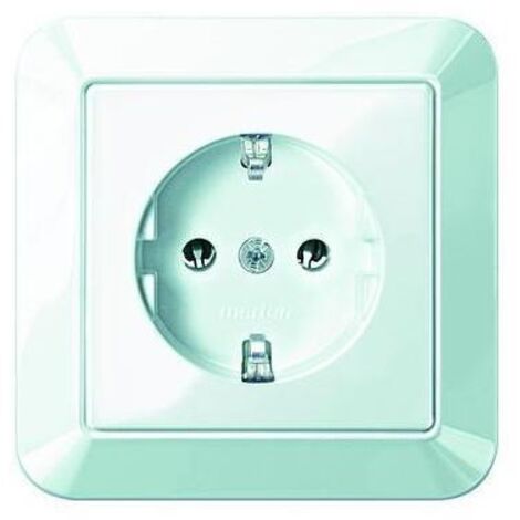 Merten SCHUKO-Steckdose pws/gl volle Abdeckplatte MEG2301-1019