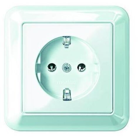 Merten SCHUKO-Steckdose pws/gl volle Abdeckplatte MEG2301-1219