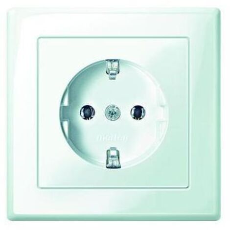 Merten SCHUKO-Steckdose pws/gl volle Abdeckplatte MEG2301-1419