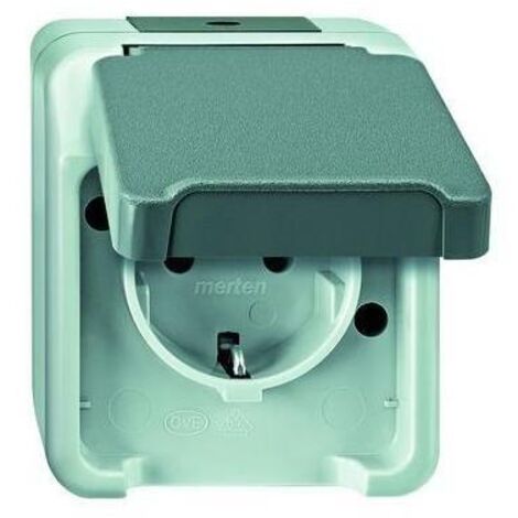 Merten Schutzkontaktsteckdose Klappdeckel, Aquastar, Aufputz, MEG2301-8029 Merten