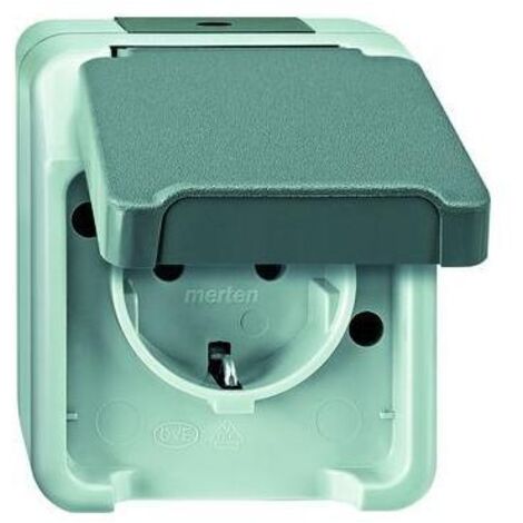 Merten Steckdose 1-fach lgr mit AP mit BS IP44 AQUASTAR MEG2300-8029 Klappd