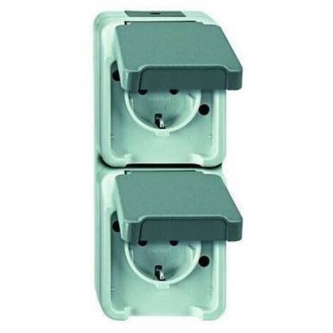 Merten Steckdose 2-fach lgr mit AP Klappdeckel AQUASTAR MEG2329-8029 IP44