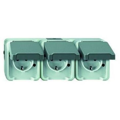 Merten Steckdose 3-fach lgr mit AP Klappdeckel AQUASTAR MEG2391-8029 IP44