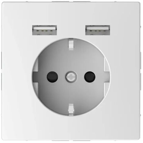Merten Steckdose SCHUKO mit USB Ladegerät lotosweiß Syst.Design