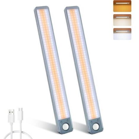 MERTTURM Lampe de Placard, Rechargeable LED Cuisine Detecteur Mouvement avec 3 Modes de Capteur/3 Couleurs/Gradable, Éclairage LED sous Meuble Lumière Sans Fil avec Batterie Longue Durée à Armoire