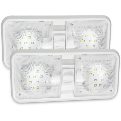 MERTTURM Plafonnier LED 12V Camping Car(Blanc Naturel 4000-4500K), 48LED Voiture Interieur avec Interrupteur ON/OFF, Lampe Dôme Double 1000LM Éclairages pour Intérieur de Caravane, Camping-Car, Bateau