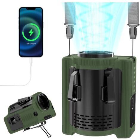 MERTTURM Ventilateur de ceinture portable, 10 000 mAh rechargeable (22 heures de refroidissement), ventilateur puissant sans mains pour cou/corps/ceinture/bureau avec lumière et banque d'alimentation