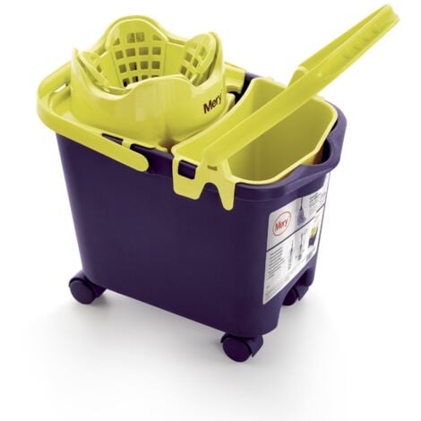 Mery Cubo para fregona Cubo automático con ruedas Cubeta multiuso Para todo tipo de fregonas Ecológico Con sistema muelles Capacidad 14 litros