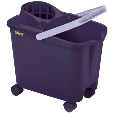 Mery  Cubo para Fregona  Cubo con Ruedas Giratorias  Cubo con Escurridor Amplio  Resistencia Óptima  14 Litros  Morado  Medidas: 39Lx25,5Wx36,5H cm