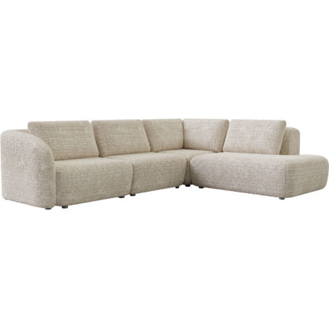 MERYA - Canapé d'angle modulable en tissu beige - Angle droit