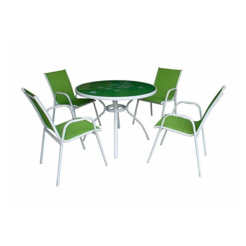 

BLUNGI mesa 100 cm + 4 sillones africa verde conjunto