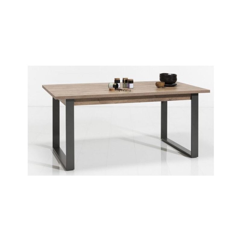 

Mesa 180x90 cm extensible a 240 cm roble natural con patas de metal pintado | roble y gris