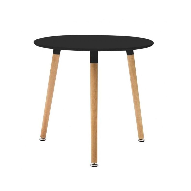 

Mesa Ø 80 cm Negro con patas de madera de haya | negro