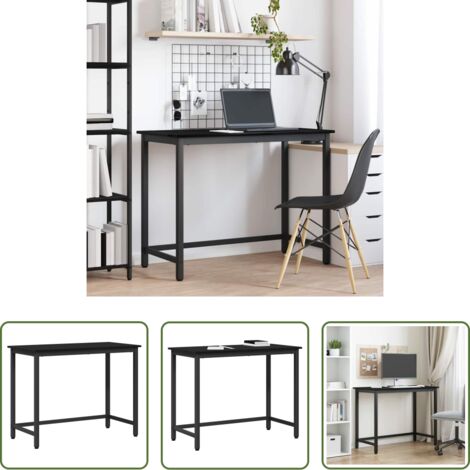 Mesa ajustable -  Mesa Roble Negro 80 x 50 x 76,5 cm Madera Ingenierizada y Acero