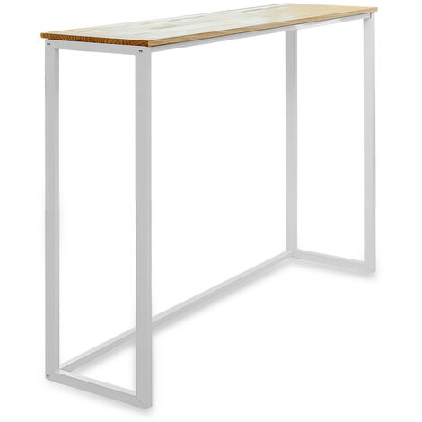 Mesa Alta 118x30x110cm iCub ECO Line Blanca en madera maciza de pino acabado Natural estilo nordico industrial Box Furniture