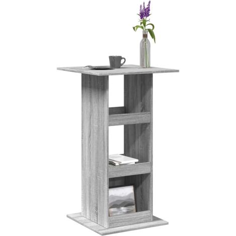 Mesa alta bar con almacenaje madera gris  60x60x102 cm
