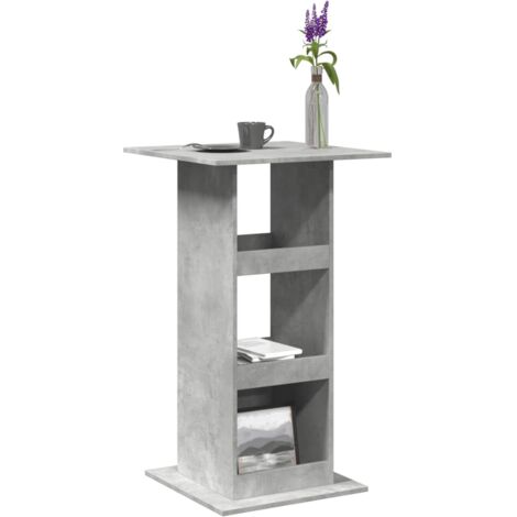 Mesa alta bar con almacenaje madera gris hormigón 60x60x102 cm