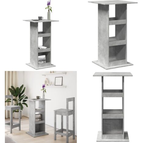 Mesa alta bar con almacenaje madera gris hormigón 60x60x102 cm - Almacenamiento - Mesa de bar con estantes