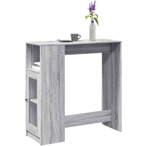 Mesa alta bar con estantes gris  101x40x103,5 cm