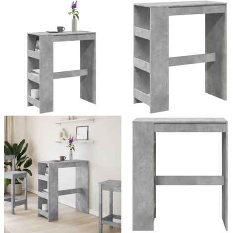Mesa alta bar con estantes madera gris hormigón 90x40x103,5 cm - Estantes - Madera de ingeniería