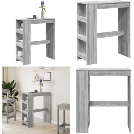 Mesa alta bar con estantes madera gris Sonoma 90x47,5x103,5 cm - Estantería - Madera de ingeniería