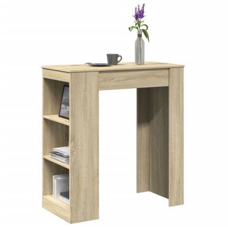 Mesa alta bar con estantes madera roble  95x47x103,5 cm