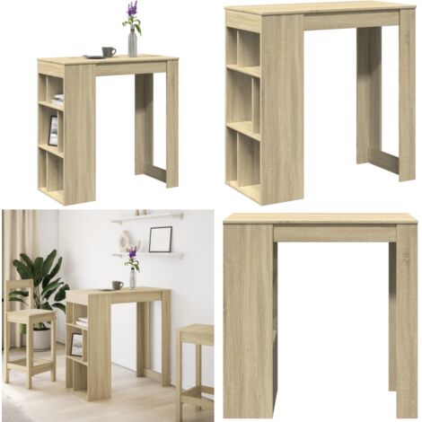 Mesa alta bar con estantes madera roble Sonoma 102x50x103,5 cm - Estantes - Madera de roble