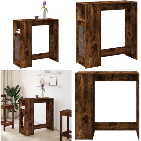 Mesa alta bar con estantes roble ahumado 101x40x103,5 cm - Estantería - Almacenamiento