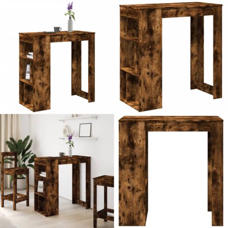 Mesa alta bar con estantes roble ahumado 102x50x103,5 cm - Estantería - Almacenamiento