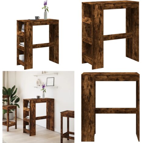 Mesa alta bar con estantes roble ahumado 90x40x103,5 cm - Estantes - Madera de ingeniería