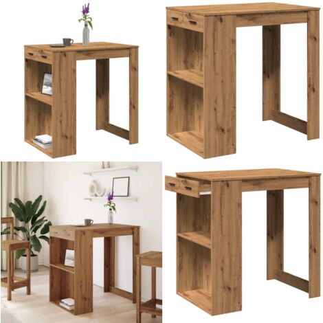 Mesa alta bar madera ingeniería roble artisian 102x70x103,5 cm - Madera de ingeniería - Mesa de barro