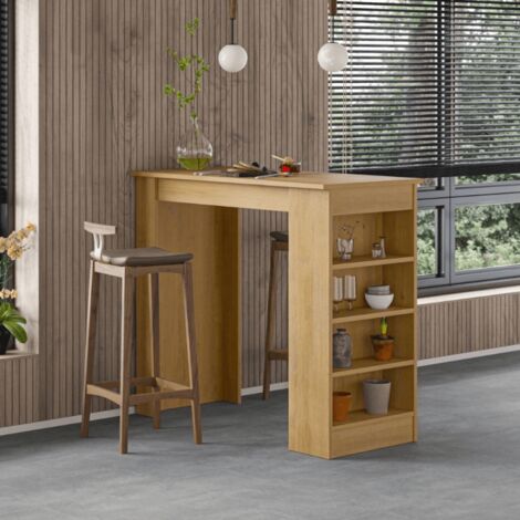 Mesa alta cocina roble golondrina península