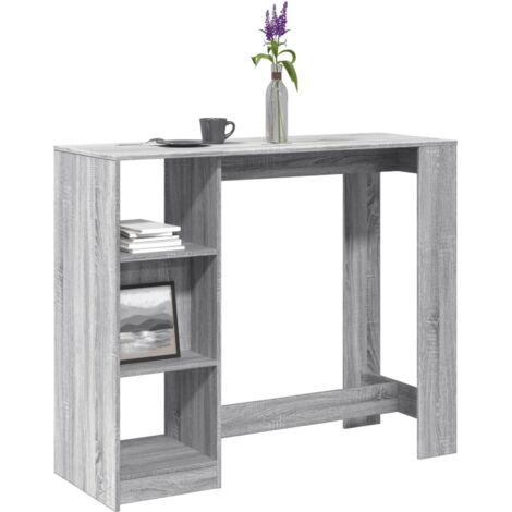 Mesa alta con estante gris  124x46x103,5 cm