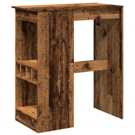 Mesa alta con estantes madera envejecida 90x47,5x103,5 cm vidaXL