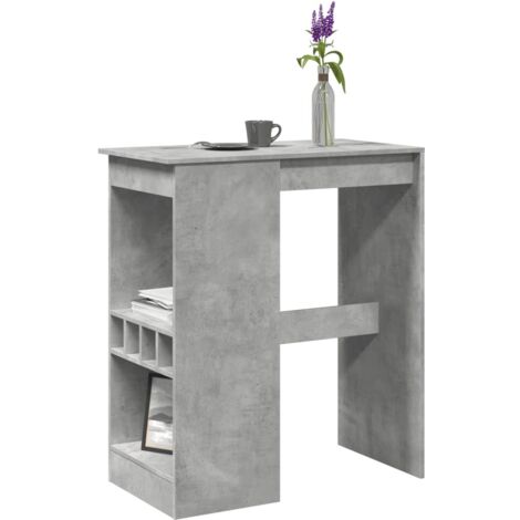 Mesa alta con estantes madera gris hormigón 90x47,5x103,5 cm