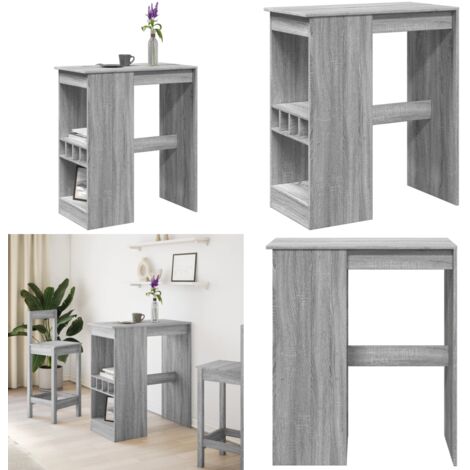 Mesa alta con estantes madera gris Sonoma 90x47,5x103,5 cm - Mesa de bar - Soportes para vino
