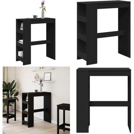 Mesa alta con estantes madera ingeniería negra 90x40x103,5 cm - Estantes - Madera de ingeniería