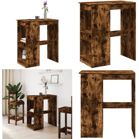 Mesa alta con estantes madera roble ahumado 90x47,5x103,5 cm - Soportes para vino - Mesa de madera