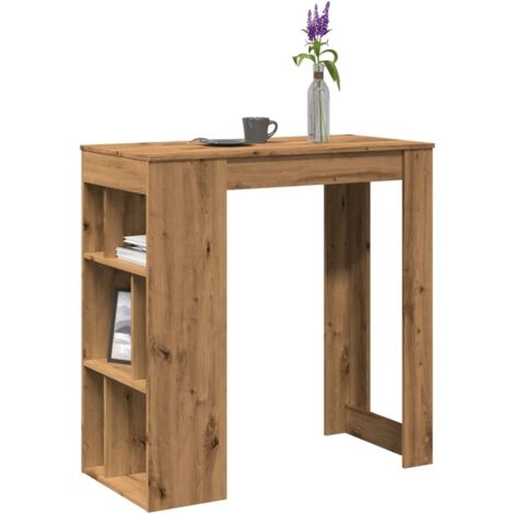 Mesa alta con estantes madera roble artisian 102x50x103,5 cm