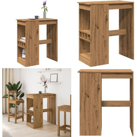 Mesa alta con estantes madera roble artisian 90x47,5x103,5 cm - Soportes para vino - Mesa alta