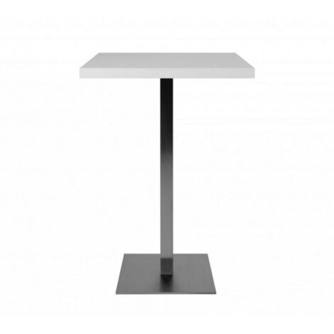 Mesa alta cuadrada 105 cm tapa blanca y base cromada 70x70xh.105 cm