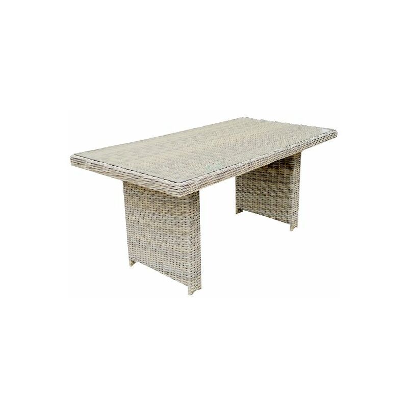 

Mesa Alta de Aluminio y Trenzado Rattan con encimera de Cristal Templado