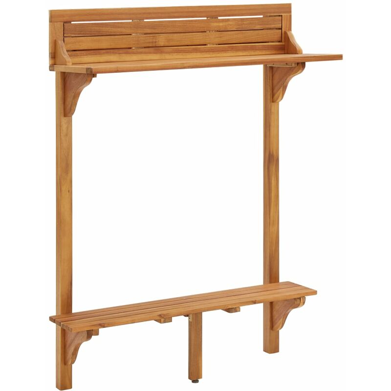 

Mesa alta de balcón de madera de acacia maciza 90x37x122,5 cm