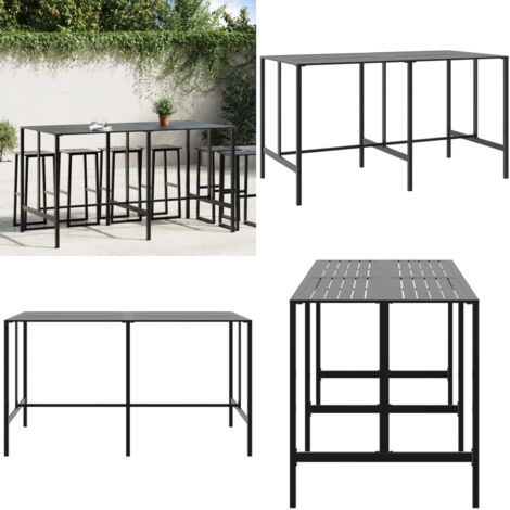 Mesa alta de bar acero recubrimiento polvo negro 200x100x110 cm - Mesa de acero - Mesa de bar exterior