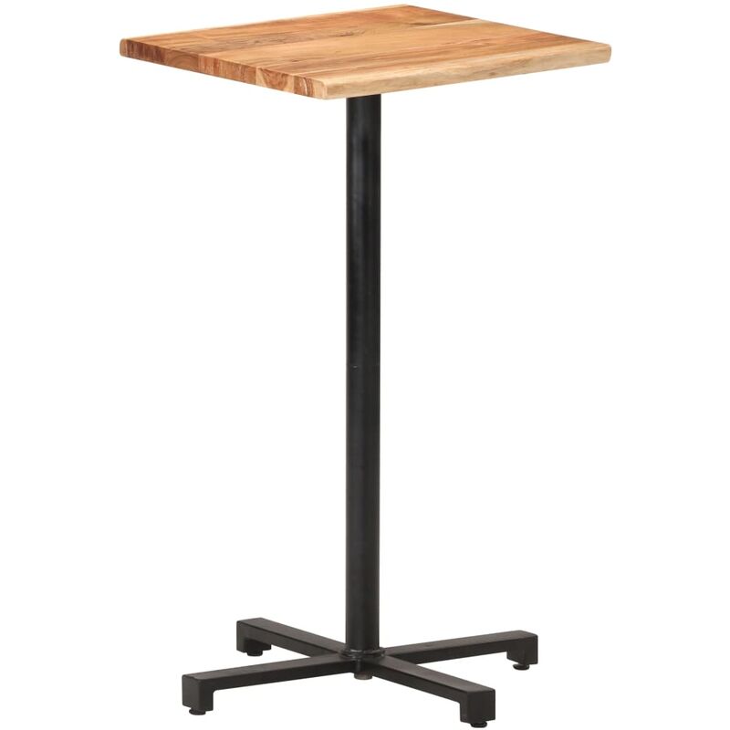 

Mesa alta de bar borde natural madera maciza acacia 50x50x110cm