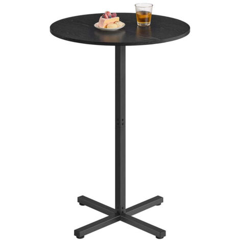 Mesa alta de bar con estructura de metal 60 x 60 x 1045 cm para comedor o bistró fácil montaje base en cruz capacidad para 2-3 personas estilo moderno color negro 120007574